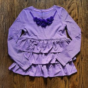 Purple ruffle long sleeve t-shirt